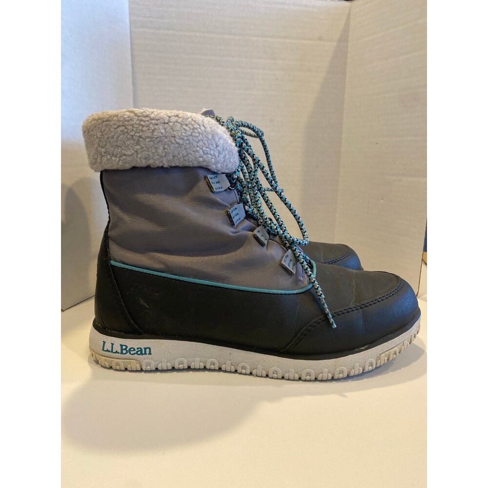 L.L. Bean Black & Grey Waterproof Ultra-Light Pac Snow Boots Size Womens 8 M